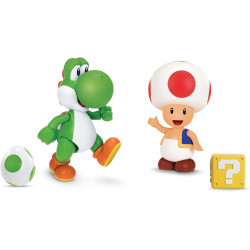 Super Mario Nintendo 4 Inch Action Figure 2-Pack: Yoshi & Toad with Accessories