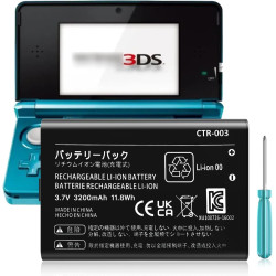 3DS Battery Pack [3200mAh] (2025 New Upgraded),CTR-003 Battery Compatible with Nintendo 3DS N3DS,2DS, 2DS XL CTR-001 MIN-CTR-001 Gaming Console with Tool Kit (Not for New 3DS, 3DS XL)