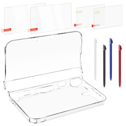 3-in-1 Accessories Kit for Nintendo 3DS XL/LL – Protective Bundle Includes Clear Hard Case + Screen Protectors (Tempered Glass & PET) + 4 Stylus Pens – Compatible with 3DS XL/LL Console