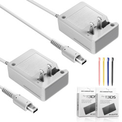 2 Pcs DSi Charger and Stylus Pen Set, Compatible with Nintendo DSi/3DS/2DS XL, 100-240V AC Adapter with 45.2in Long Cable, 4 Replacement Stylus, Safe Fast Charging, Auto Voltage Adjustment (2)