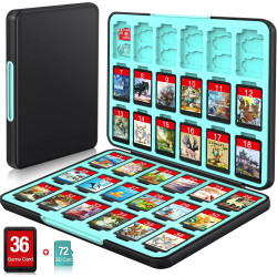 CYKOARMOR Game Card Case Holder for Nitendo Switch/Switch 2(2025) - Hard Shell Portable Cartridge Case with 36 Game Slots & 72 Micro SD Card Slots, Protective Organizer Traveler, Black Blue