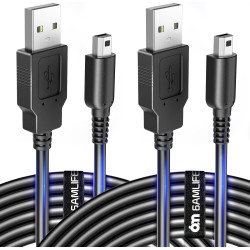 6amLifestyle 2 Pack 4FT 3DS 2DS Charger Cable, USB Charging Cord for Nintendo DSi XL/DSi, New 3DS XL/3DS, New 2DS XL/2DS | Replacement Power Cable for 3DS & 2DS Series (Black)
