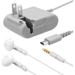 Funturbo DS Lite Charger, DS Charger Cable NDS Lite AC Adapter for Nintendo NDSL DS Lite Power Cable & Charging Cord with Earbuds Kit 5.2V 450mA (110-240v)