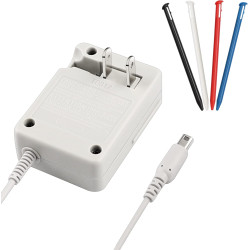 NEW 3DS Charger Kit, AC Power Adapter and Stylus Pen for Nintendo NEW 3DS, Wall Travel Charger Power Cord Charging Cable (100-240 v)