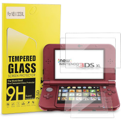 Xahpower New 3DS XL Screen Protector, Tempered Glass Top LCD for Top Screen and HD Clear Crystal PET Film Compatible Bottom Screen Protective Filter for Nintendo 3DS XL/New 3DS XL