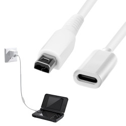 3DS USB-C Charger Cable, 7" Type-C Female Power Charging Cable Compatible with 3DS 2DS DSi Series (White, Not for DS/DS Lite) (White & 1 Pcs)