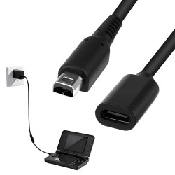 3DS USB-C Charger Cable, 7" Type-C Female Power Charging Cable Compatible with 3DS 2DS DSi Series (Black, Not for DS/DS Lite)