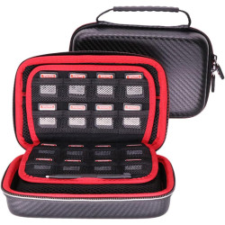 VSEER Carrying Case for New 3DS XL / New 2DS XL, Hard Protective Shell Travel Case for Nintendo 3DS/3DS XL/New 3DS/New 3DS XL- [Black/Red]