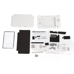 Full Housing Case, Repair Parts Complete Replacement Cover Shell Kit for 3DS XL Black (White)
