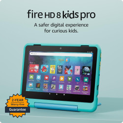 Amazon Fire HD 8 Kids Pro tablet (newest model), ages 6-12. Bright 8" HD screen, includes ad-free content, parental controls, 13-hr battery, slim case for older kids, 32GB, Hello Teal