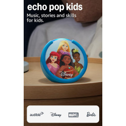 Amazon Echo Pop Kids (newest model), Designed for kids, with Alexa+ Early Access, parental controls, Includes 6 months of Amazon Kids+, Disney Princess