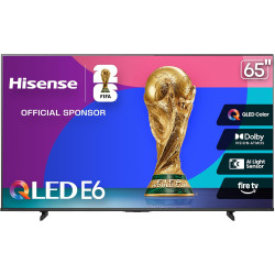 Hisense 65" E6 Cinema Series QLED 4K UHD Smart Fire TV (65E6QF, 2025 Model) - QLED, AI Light Sensor, Dolby Vision · Atmos, Voice Remote with Alexa, Motion Rate 120, HDR 10+ Adaptive, Game Mode Plus