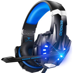 BENGOO G9000 Stereo Gaming Headset for PS4 PC Xbox One PS5 Controller, Noise Cancelling Over Ear Headphones with Mic, LED Light,