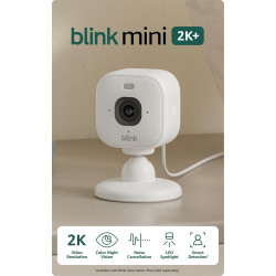 Blink Mini 2K+ (newest model) – Plug-in Home & Pet Security Camera with 2K video resolution, color night vision, enhanced audio, motion detection – 2 cameras (White)