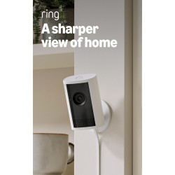 Ring Indoor Cam Plus (newest model), Home or business security, Retinal 2K for crisp, true-to-life video quality, 4x Enhanced Zoom, Low-Light Sight, White