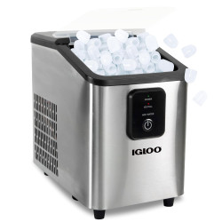 Igloo Self-Cleaning Countertop Ice Maker - Compact and Portable - Creates 26 lbs. Per Day, 8 Pieces Ready Every 7-8 Minutes - Includes Ice Scoop and Basket - Stainless Steel