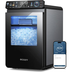 ecozy Nugget Ice Maker Countertop, Smart Pebble Ice Machine with APP Control, 44 lbs Per Day Soft Pellet Chewable Ice with Self-Cleaning, Stainless Steel