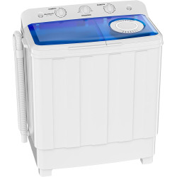 Auertech Portable Washing Machine, 28lbs Twin Tub Washer Mini Compact Laundry Machine with Drain Pump, Semi-automatic 18lbs Washer 10lbs Spinner Combo for Dorms, Apartments, RVs