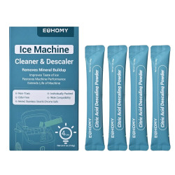 EUHOMY Ice Maker Cleaner & Descaler | 4 Use & Individually Packed | Ice Machine Cleaner with Organic Citric Acid Descaling Powder, Ideal for All Brands