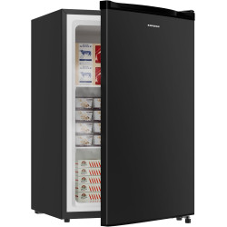 BANGSON 3.0 Cu.ft Compact Upright Freezer, Energy-Saving Mini Freezer with Adjustable Thermostat, Removable Shelves, Reversible Black Door, Ideal for Garage/Dorm/Office/Apartment, Black