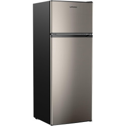 Upstreman 7.7 Cu.Ft. Refrigerator with Freezer, Double Door, Adjustable Thermostat, Large Capacity, Reversible Door Swing, Refrigerator for Apartment, Office, Dorm, Stainless (BD75)