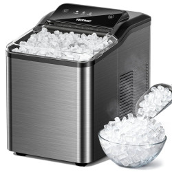Nugget Ice Maker Countertop, 35lbs/24H Sonic & Chewable Pellet Ice, Quiet Operation, Self-Cleaning Anti-Scale System, Portable Crushed Ice Machine, Premium Stainless Steel, Ice Scoop