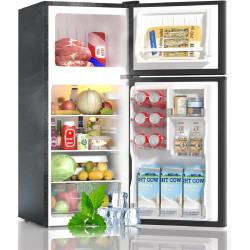 BANGSON 4.0 Cu.Ft Small Refrigerator with Freezer, Small Fridge with Top Freezer, for Apartment, Bedroom, Dorm, and Office, Double Door, Black