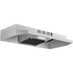 Range Hood 30 inch Under Cabinet, Stainless Steel Kitchen Vent Hood 280CFM, Built-in Kitchen Stove Hood w/Rocker Button Control, Ducted/Ductless Convertible Duct, 2 Speeds Fan, Bright LED Light