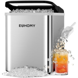 EUHOMY Nugget Ice Maker Countertop, Ready in 8 Mins, Self-Cleaning, 34lbs/24H Portable Ice Maker Machine with Ice Scoop & Basket, Sonic Ice Makers with Chewable Pellet Ice for Home/Party/RV/Camping
