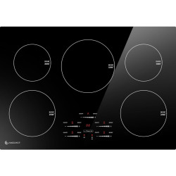 AMZCHEF 30 Inch 10600W Induction Cooktop With 5 BOOST Burners, 9 Levels Electric, Built-in Control by Slide Touchscreen, Child Safety Lock, Independent Timer, No Plug, 240V