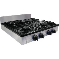 Koblenz PSK-400S 4 Portable Porcelain Cover and Four 16,000 BTU Burners, Stainless Steel Stove for Propane Gas, Silver