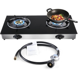 forimo Propane Gas Cooktop 2 Burners Gas Stove portable gas stove Tempered Glass Double Burners Stove Auto Ignition Camping Double Burner LPG for RV,Apartments,Outdoor