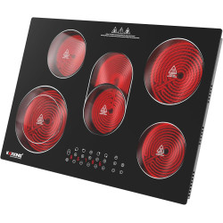 30 Inch Electric Cooktop 5 Burners, 8500W Built-in Radiant Ceramic Stove Top with Dual Expandable Heating Zone, Touch Control 9 Power Levels, Timer & Child Lock, Hard Wired 220-240V