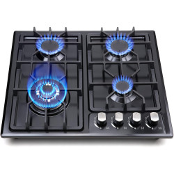 FORIMO Gas Cooktop 22Inch，Built in Gas Cooktop 4 Burners Stainless Steel Stove with NG/LPG Conversion Kit Thermocouple Protection and Easy to Clean