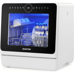 Portable Dishwashers for Camping and Home with 5l Water Tank, Hose, LED Light, 10 Wash Programs, Baby Care Mode, Dual Water Supply and 1h Hot Air Drying