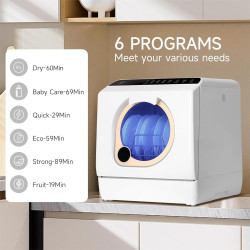 Countertop Dishwasher With Built-in Water Tank, Tabletop Dishwasher Mini Portable For Apartments and RVs, Compact Counter Dishwasher That Can Wash Baby Bottles. With Drying Function.