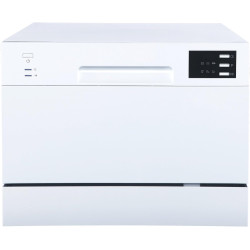 SPT SD-2225DW Compact Countertop Dishwasher/Delay Start-Energy Star Portable Dishwasher with Stainless Steel Interior and 6 Place Settings Rack Silverware Basket/Apartment Office Home Kitchen, White