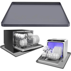 Dishwasher Drain Pan Mat, Portable Dishwasher Silicone Mat with Raised Edge, Small Dishwashers Drip Pan Dishwashers Tray for Leaks, Non-Slip Waterproof Protector Pad, 23.6''x19.7''