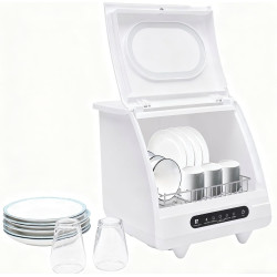 Portable Countertop Dishwasher, 800W 110V Dishwasher with 5 Modes & 360° Rotation Flushing, Water-Saving and Low Noise Dish-Washing Machine for Homes Apartments Campers Rvs