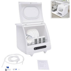 Portable Dishwasher Countertop 6 Place Settings Compact 15.6x15.4x16.9in 5 Functions 161.6°F 55dB Quiet 1.32Gal Water Saving for Apartment RV Dorm Kitchen