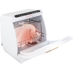 TFCFL Portable Desktop Dishwasher, 7L Built-In Water Tank Mini Dishwasher with 5 Washing Modes, Hot Air Drying & 360° Dual Spray Arm, Dual Water Inlet Modes for Home, Dorm & RV Use