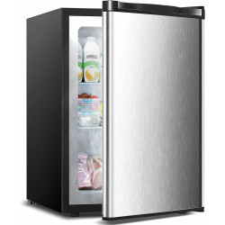 3.2 Cu.ft Small Freezer, Mini Upright Freezer with Adjustable Thermostat, Removable Shelves, Reversible Single Door, for Bedroom/Home/Dorms/Apartment, Silver