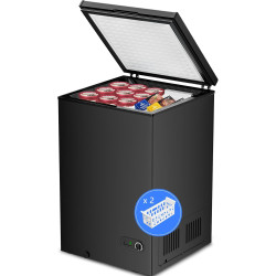 Kismile 3.5 Cubic Feet Chest Freezer with 2 Removable Baskets Free Standing Top Open Door Compact Deep Freezer with Adjustable Temperature for Home/Kitchen/Office/Bar (3.5 Cubic Feet, Black)