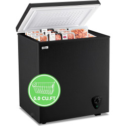 WANAI Chest Freezer 5.0 Cu.Ft Large Deep Freezers Freestanding Top Open 7 Temp Control Low Noise with Removable Basket for Dorm Apartment Home Kitchen