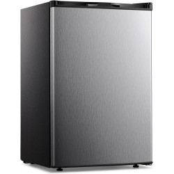 Kismile Small Freezer Upright, 3.0 Cu.ft Mini Freezer with Adjustable Thermostat, Removable Shelves, Reversible Single Door, Stand Up Freezer for Bedroom/Home/Dorms/Apartment (Stainless Steel)