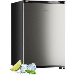 Upstreman 3.0 Cu.ft Small Mini Freezer Upright Freezer with Reversible Door, Fast Cooling, 5 Adjustable Thermostat, Stand Up Freezers with Ice Trays Defrosting Tools for Home, Dorm (Silver)