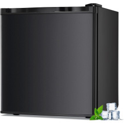 1.1 Cu.ft Small Upright Freezer, Compact Mini Freezer with Removable Shelves, Adjustable Thermostat, Reversible Door Hinge, Quiet for Home/Dorm/Office/Kitchen, Black