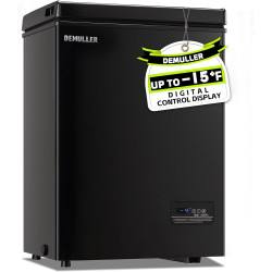 Small Mini Freezer Chest Freezer with 2 Hanging Baskets Electronic Control to 1℉Top Door Open Freezer Energy Saving Quiet Operation Perfect for Dorm, Garage and RVS, Black