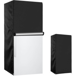 Outdoor Refrigerator Cover 36''L x 30''W x 72''H,Suitable for Upright Freezers/Beverage Refrigerator, 600D Oxford Washable, Reusable, Front can be opened, Black