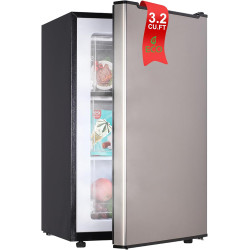 Upright Freezer, 3.2 Cu Ft Mini Small Freezer for 1-2 People, Portable Compact Freezer with 3 Plastic Baffles, 4D Cooling & 40dB Ultra-Quiet, Fast Freeze (-13°F) - Silver